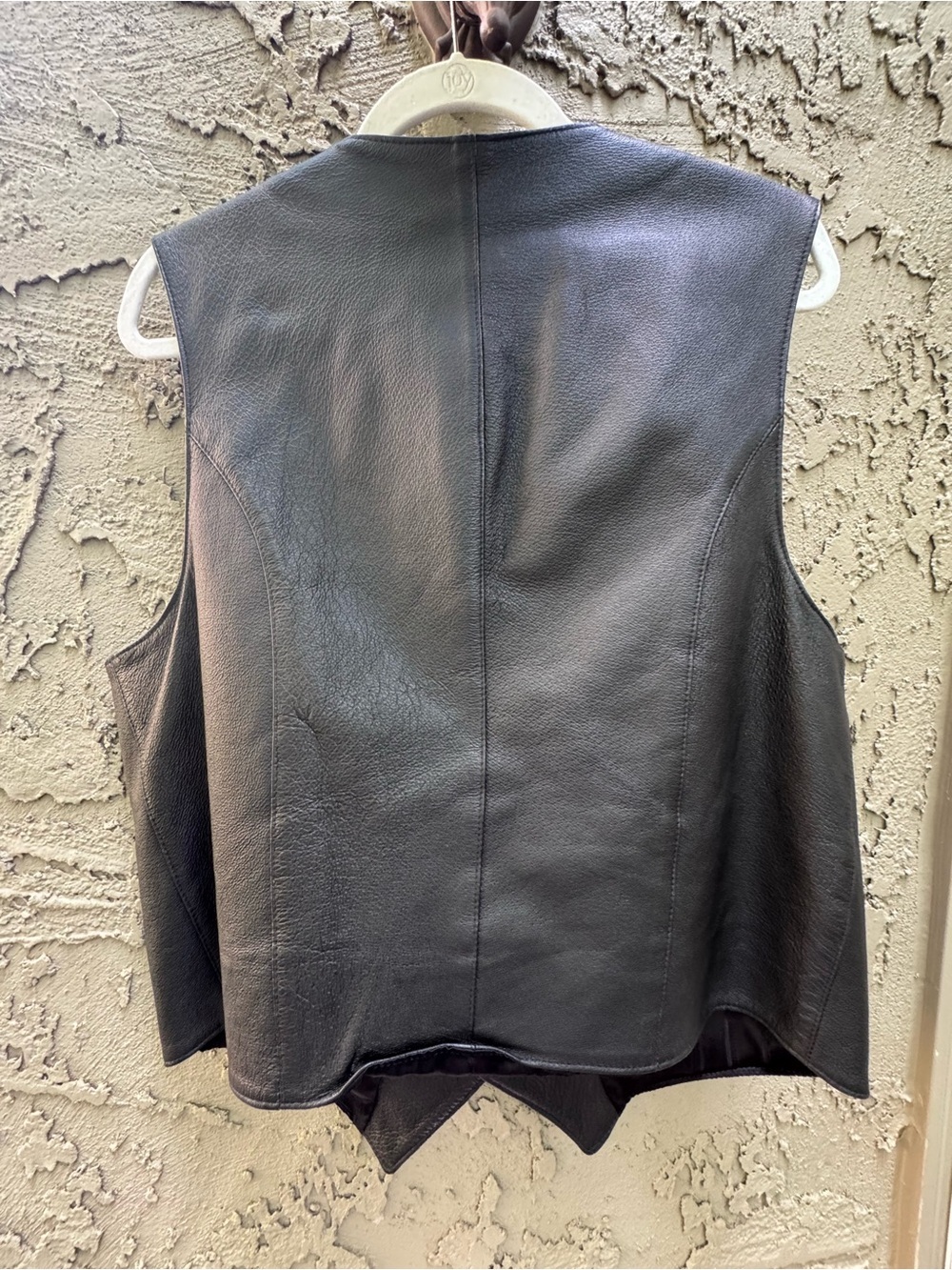 Adler Men’s Leather Vest Black Size 44/XL Vintage Biker Wester - Picture 4 of 11